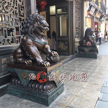 铸铜狮子银行大厦门口招财蹲狮故宫狮子雕塑定制青铜神兽狮子麒麟